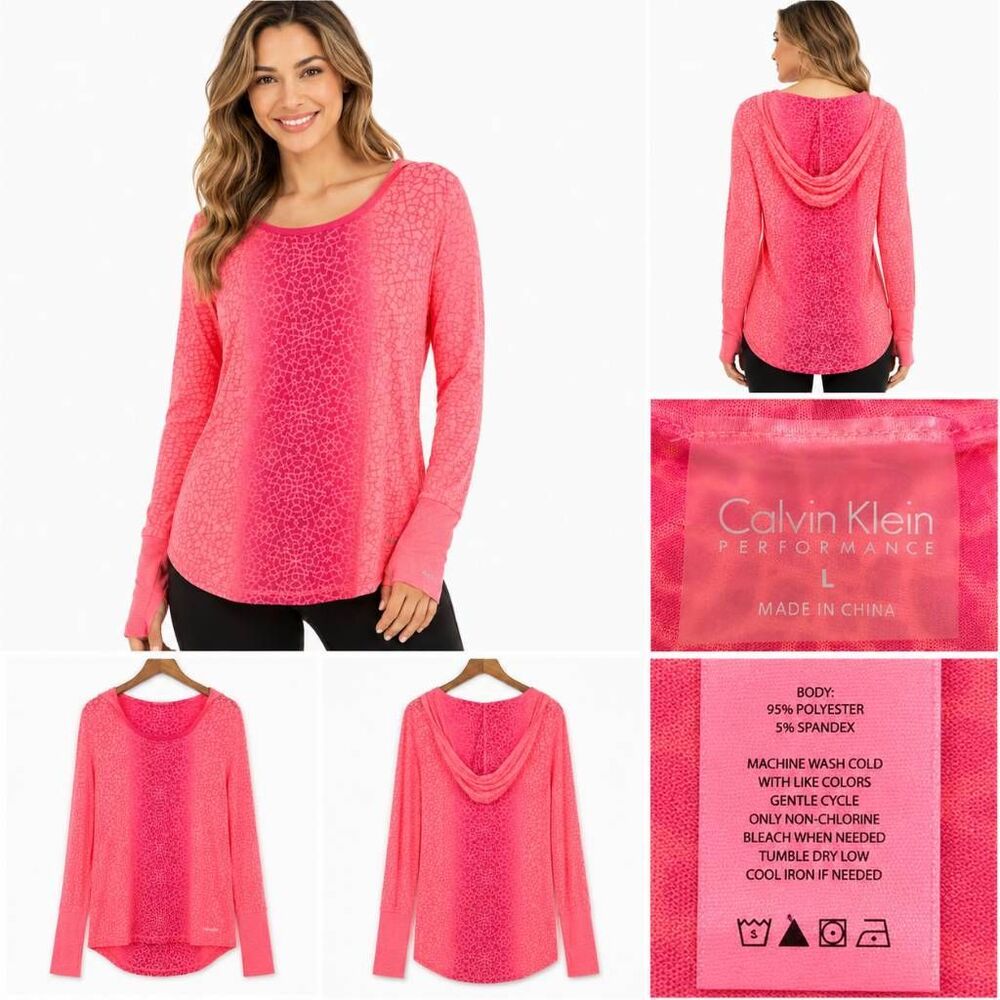 Calvin Klein Performance Hooded Top Pink Women's L
